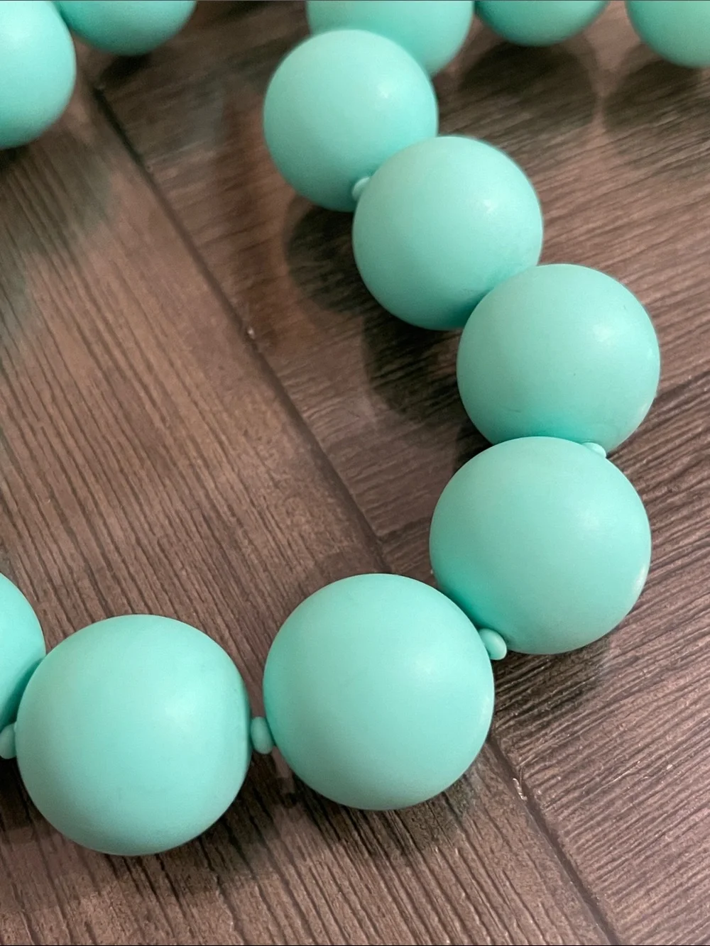 Vintage MONET Round Matte Gum Ball Sized Beaded Necklace - Tiffany Blue ?